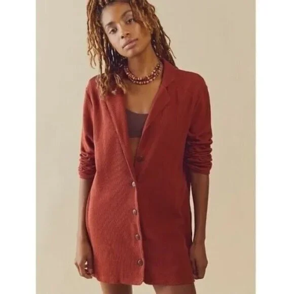 Free People FP Beach Lizzie Blazer Rust Romper One Piece Dress Size S NWT - Picture 1 of 8